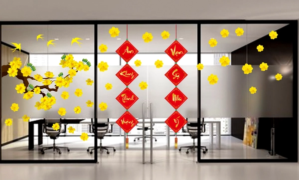 Combo decal trang trí cửa kính ngày tết 2
