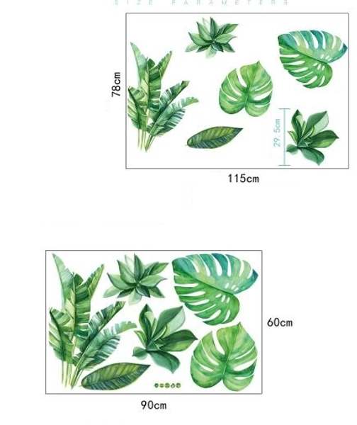 Decal dán tường lá xanh nghệ thuật
