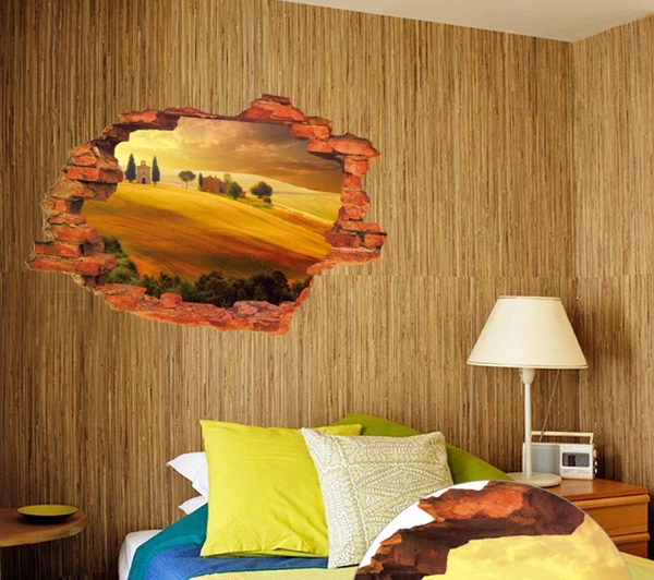 Decal 3D dáng tường Cửa sổ nắng chiều mẫu 3