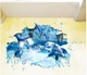 Decal 3D dán tường Cá heo xanh