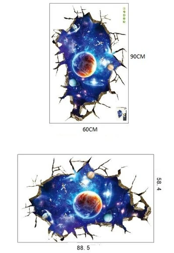 Decal 3D dán tường Các hành tinh mẫu 2
