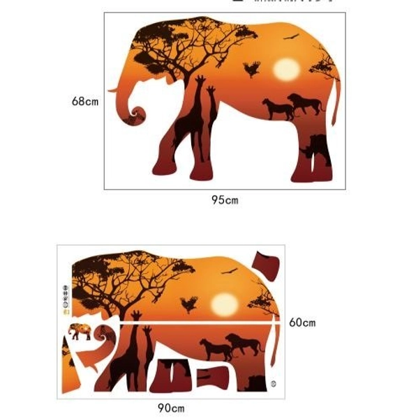 Decal dán tường voi 3D mẫu 2