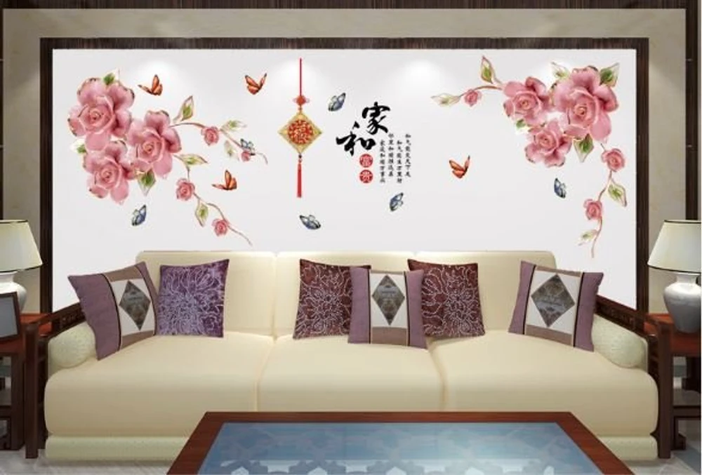 Decal 3D dán tường Hoa hồng mẫu 3