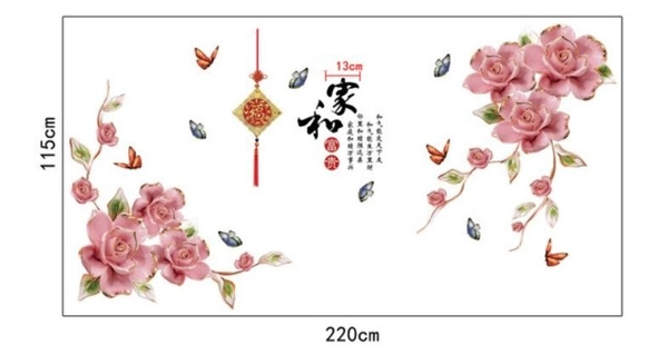 Decal 3D dán tường Hoa hồng mẫu 3