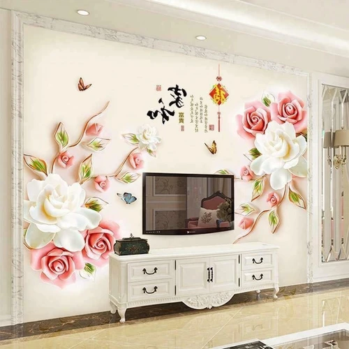 Decal 3D dán tường Hoa hồng mẫu 5