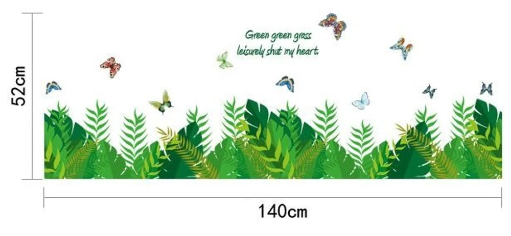 Decal dán chân tường lá xanh 5