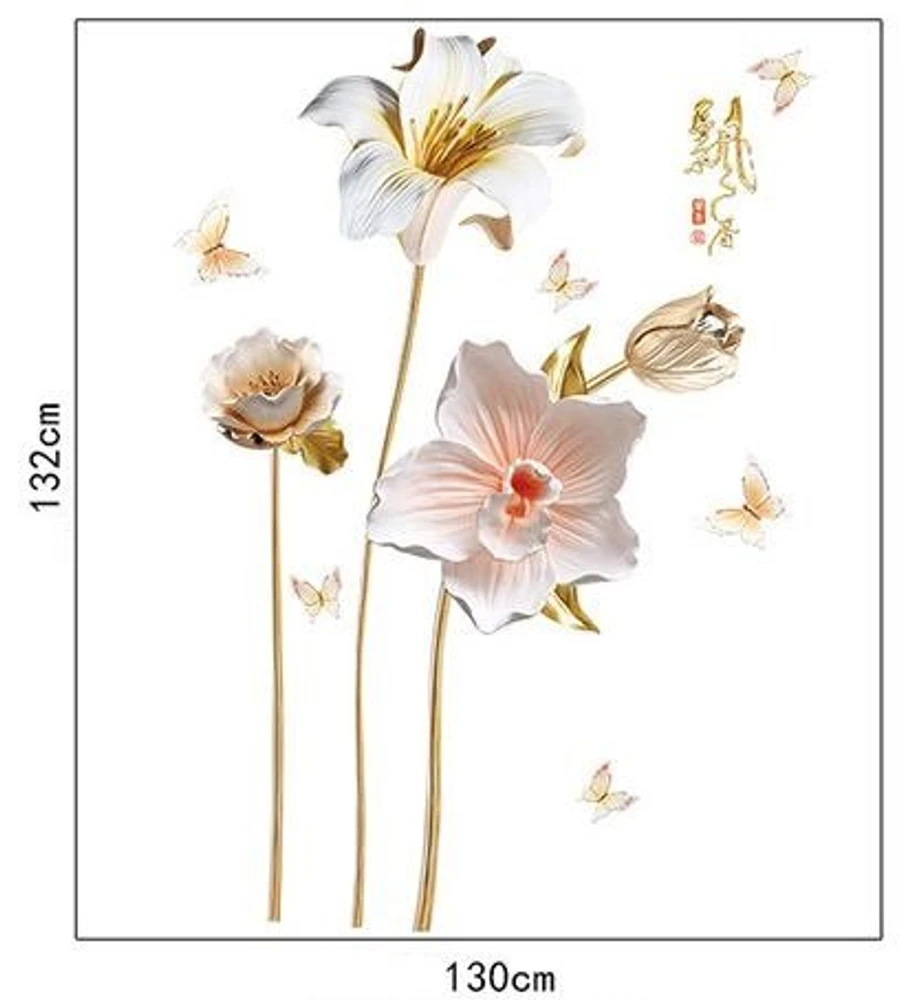 Decal dán tường hoa ly trắng 2