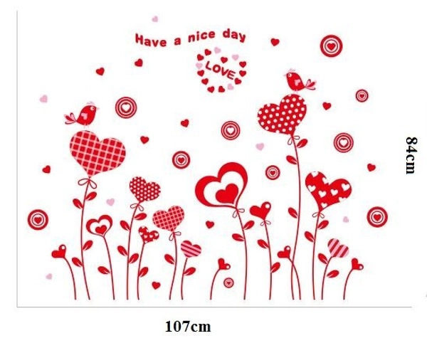 Decal dán chân tường trái tim đỏ