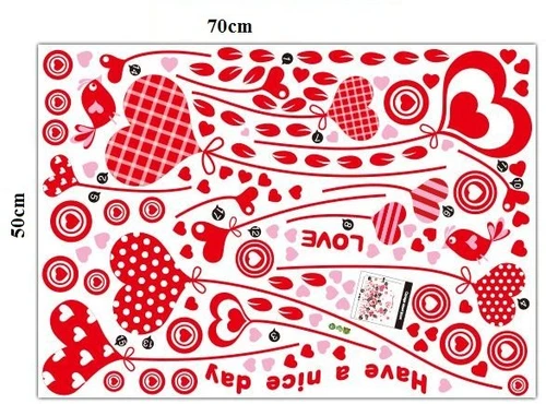 Decal dán chân tường trái tim đỏ