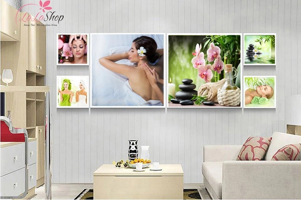 Tranh treo tường Spa thư giãn cô gái và hoa