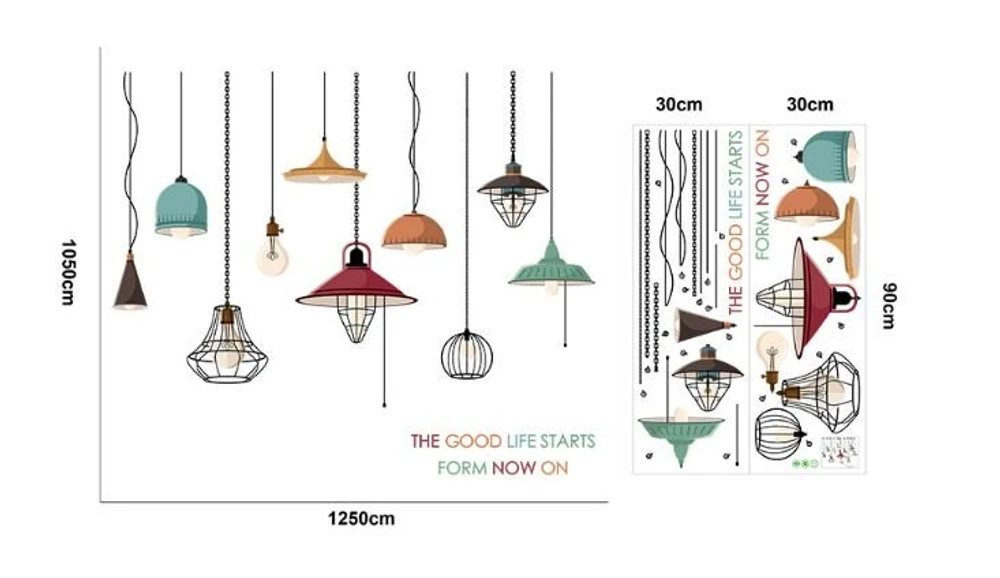 Decal dán tường chùm đèn đủ màu 4