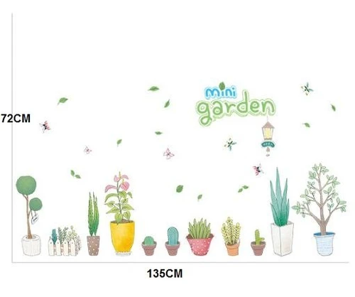 Decal dán tường 11 chậu cây nhỏ