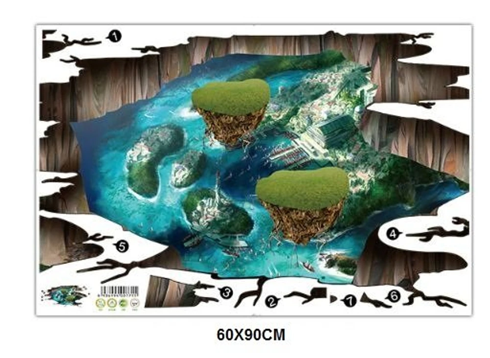 Decal 3D dán tường Các hòn đảo