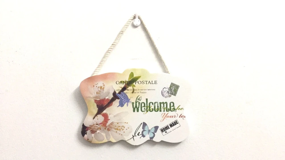 Bảng treo welcome cành đào trắng