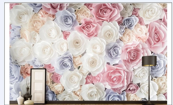 Tranh dán tường 3D hoa hồng
