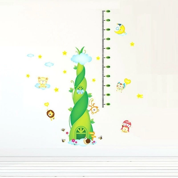 Decal dán tường thước đo chiều cao cây thần tiên xanh