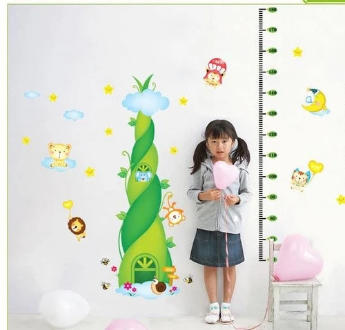 Decal dán tường thước đo chiều cao cây thần tiên xanh