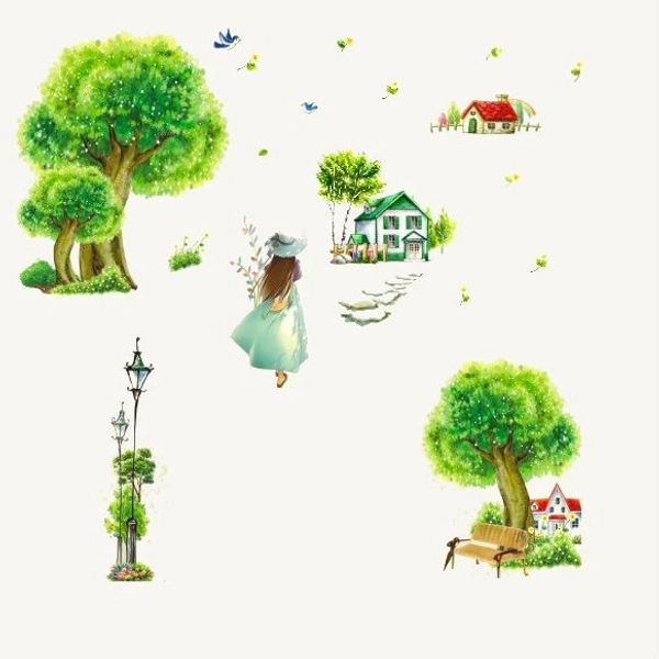 Decal dán tường Công viên xanh