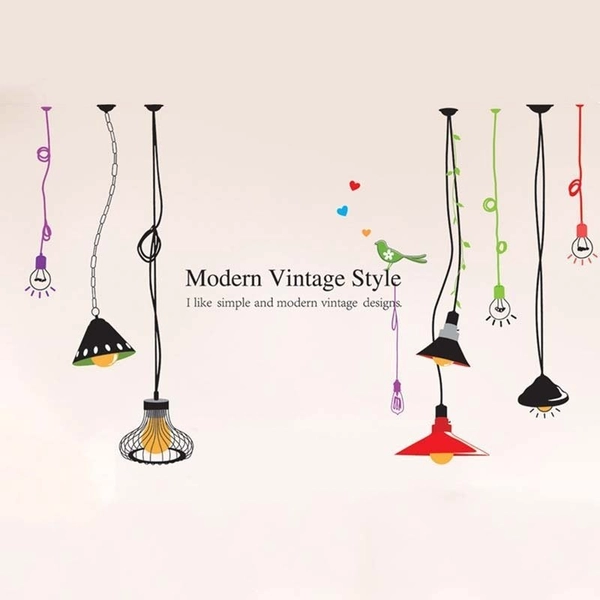 Decal dán tường chùm đèn đủ màu