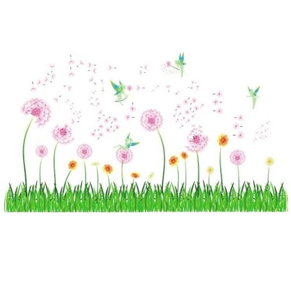 Decal dán chân tường bồ công anh hồng