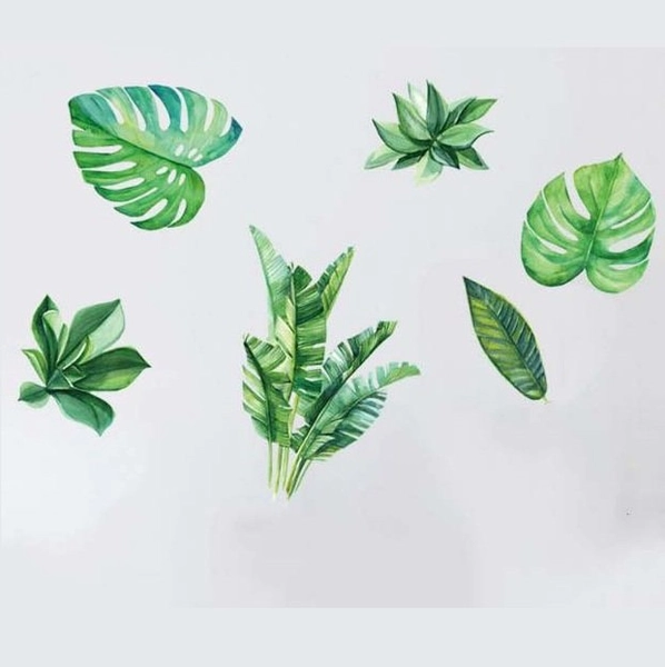 Decal dán tường lá xanh nghệ thuật