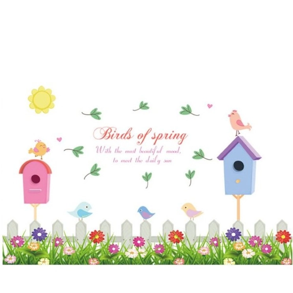 Decal dán chân tường hàng rào tổ chim