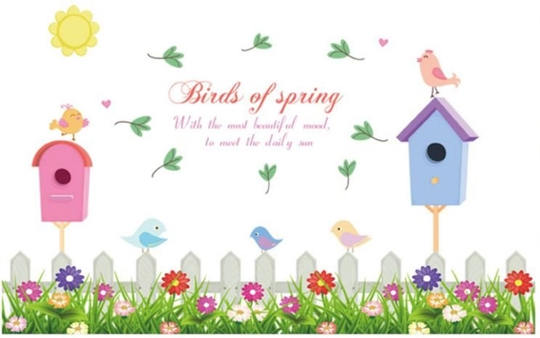 Decal dán chân tường hàng rào tổ chim