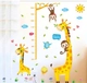 Decal dán tường thước đo hươu vàng và khỉ đu dây 2