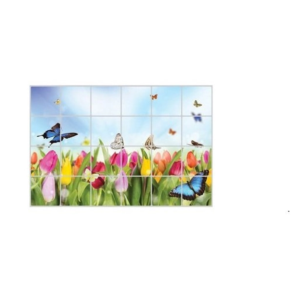 Decal dán bếp vườn hoa tulip to