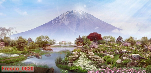 Tranh dán tường núi phú sĩ