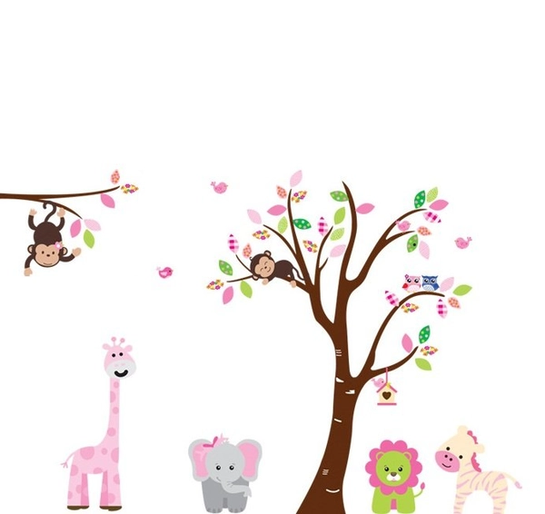 Decal dán tường vườn thú to 1