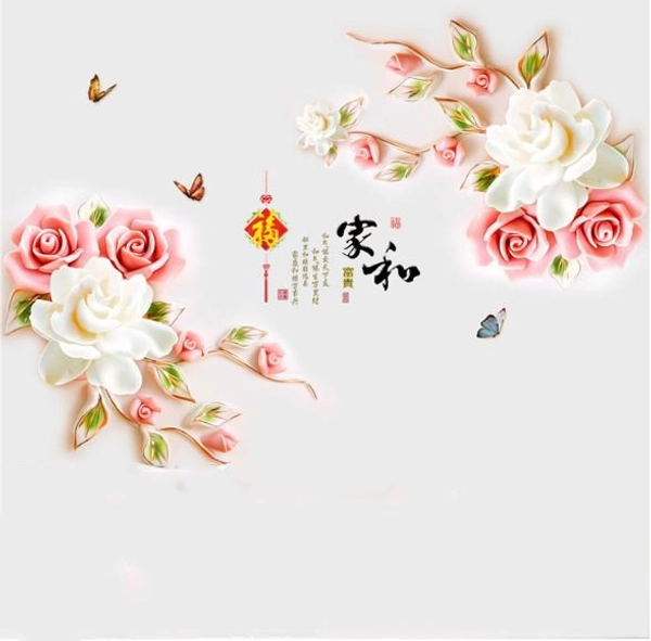 Decal 3D dán tường Hoa hồng mẫu 5