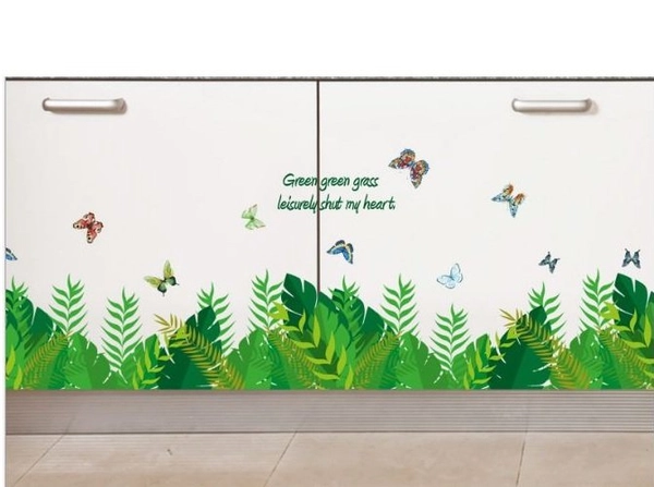 Decal dán chân tường lá xanh 5