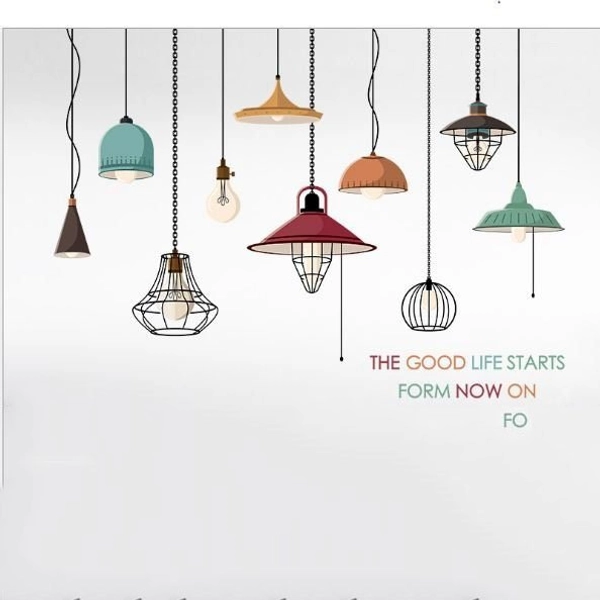 Decal dán tường chùm đèn đủ màu 4