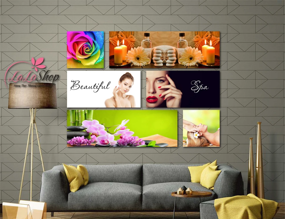 Tranh treo tường Spa hoa và nến