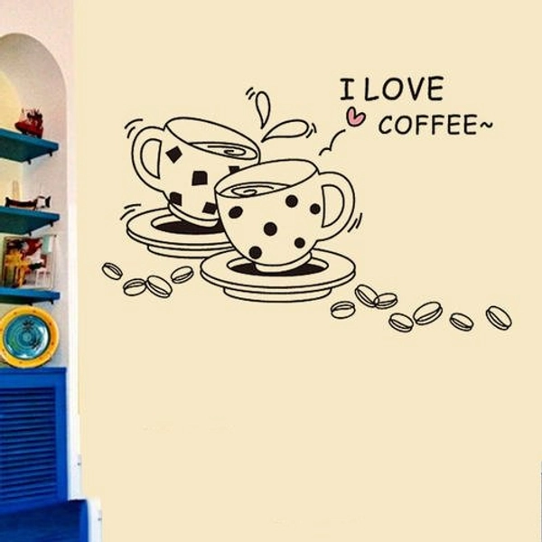 Decal dán tường I Love Coffee (cà phê)
