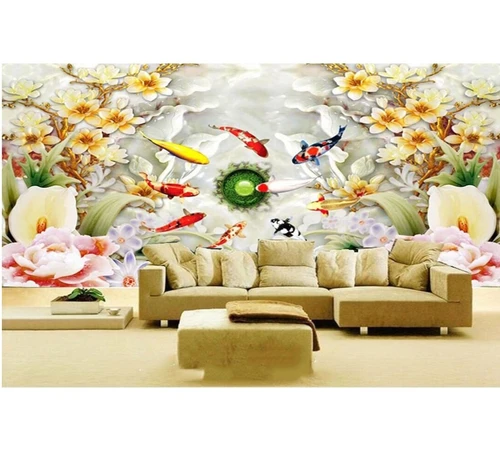 Tranh dán tường quần ngư ngũ sắc