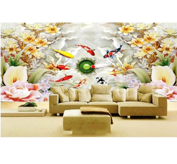 Tranh dán tường quần ngư ngũ sắc