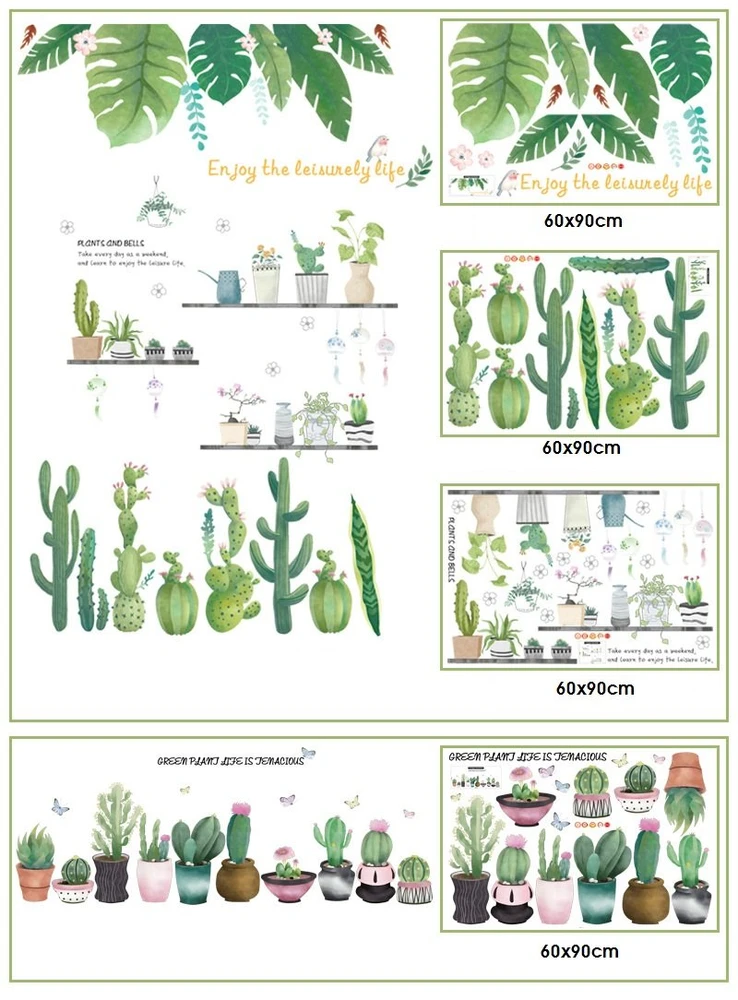 Decal dán tường lá xanh nghệ thuật 4