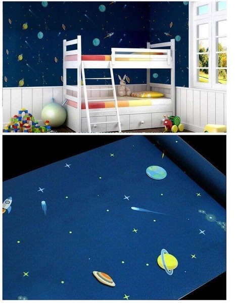 Giấy decal cuộn các hành tinh xanh khổ 0.9m