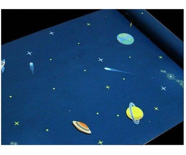 Giấy decal cuộn các hành tinh xanh khổ 0.9m