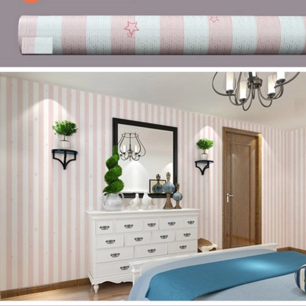 Combo giấy decal cuộn sọc sao hồng khổ 0.45x5m