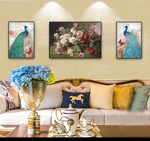 Tranh treo tường nghệ thuật chim công khoe sắc 4