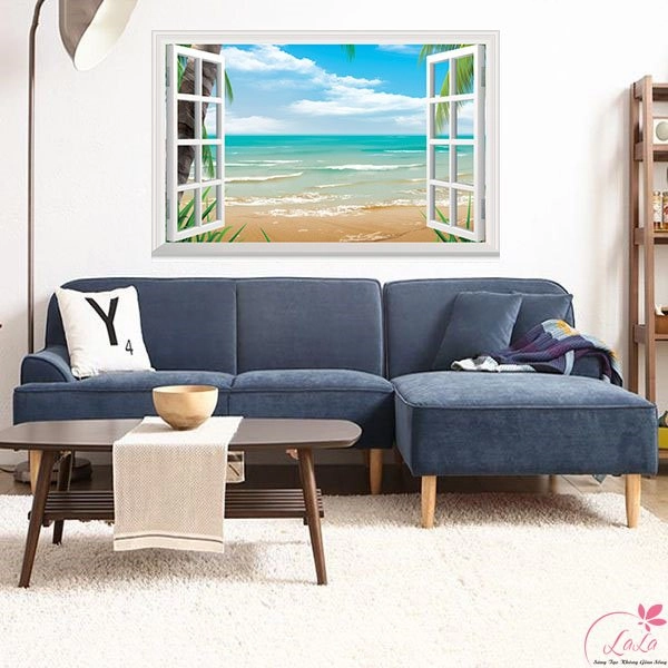 Tranh cửa sổ biển xanh