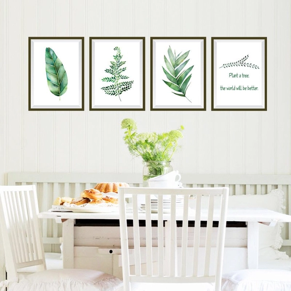 Decal dán tường khung ảnh lá xanh 2