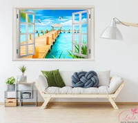 Tranh cửa sổ biển xanh