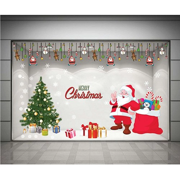 Decal dán tường Combo Ông già Noel và cây thông xanh