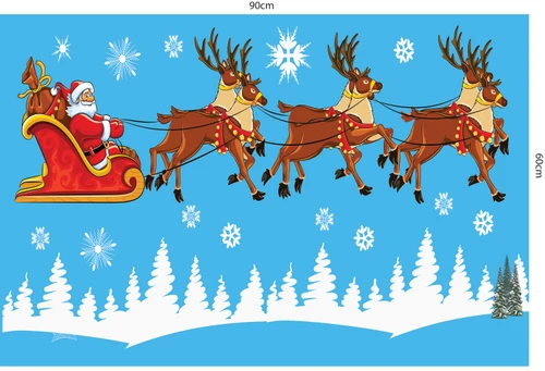 Decal dán tường Combo cây thông xanh và đàn tuần lộc