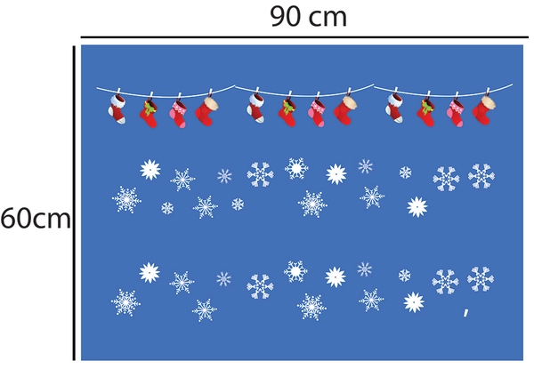 Decal dán tường Dây treo vớ Noel (nền trắng đục)