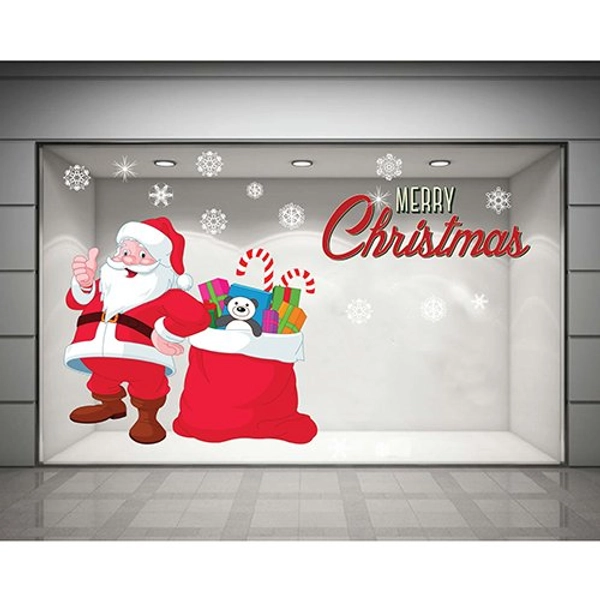 Decal dán tường Ông già Noel và quà giáng sinh 04 (nền trắng đục)